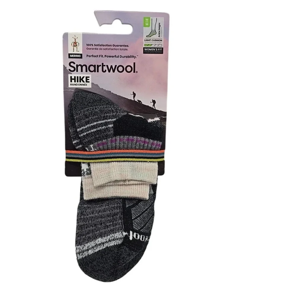 Smartwool Hike Ankle Socks Women S Gray New Light Cushion Merino Wool Striped